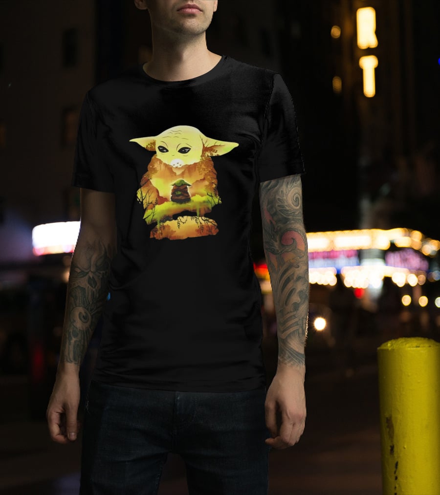 Grogu Meditates In Serene Forest Scene T-Shirt
