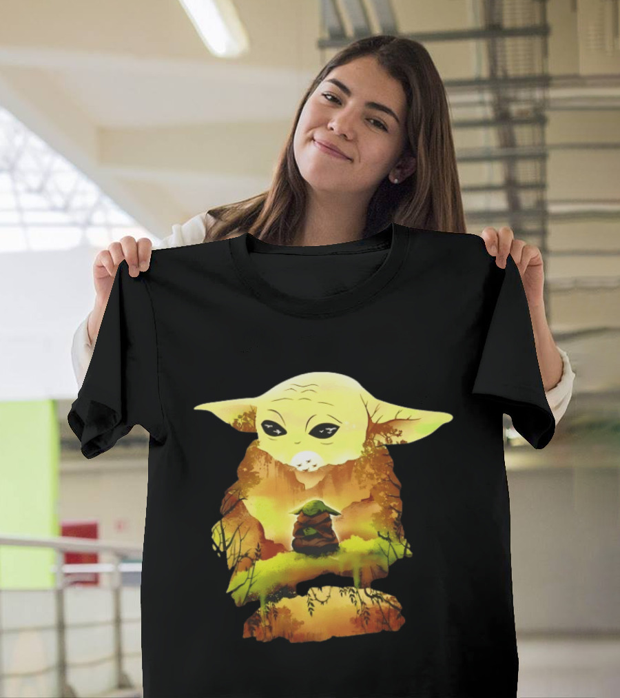 Grogu Meditates In Serene Forest Scene T-Shirt