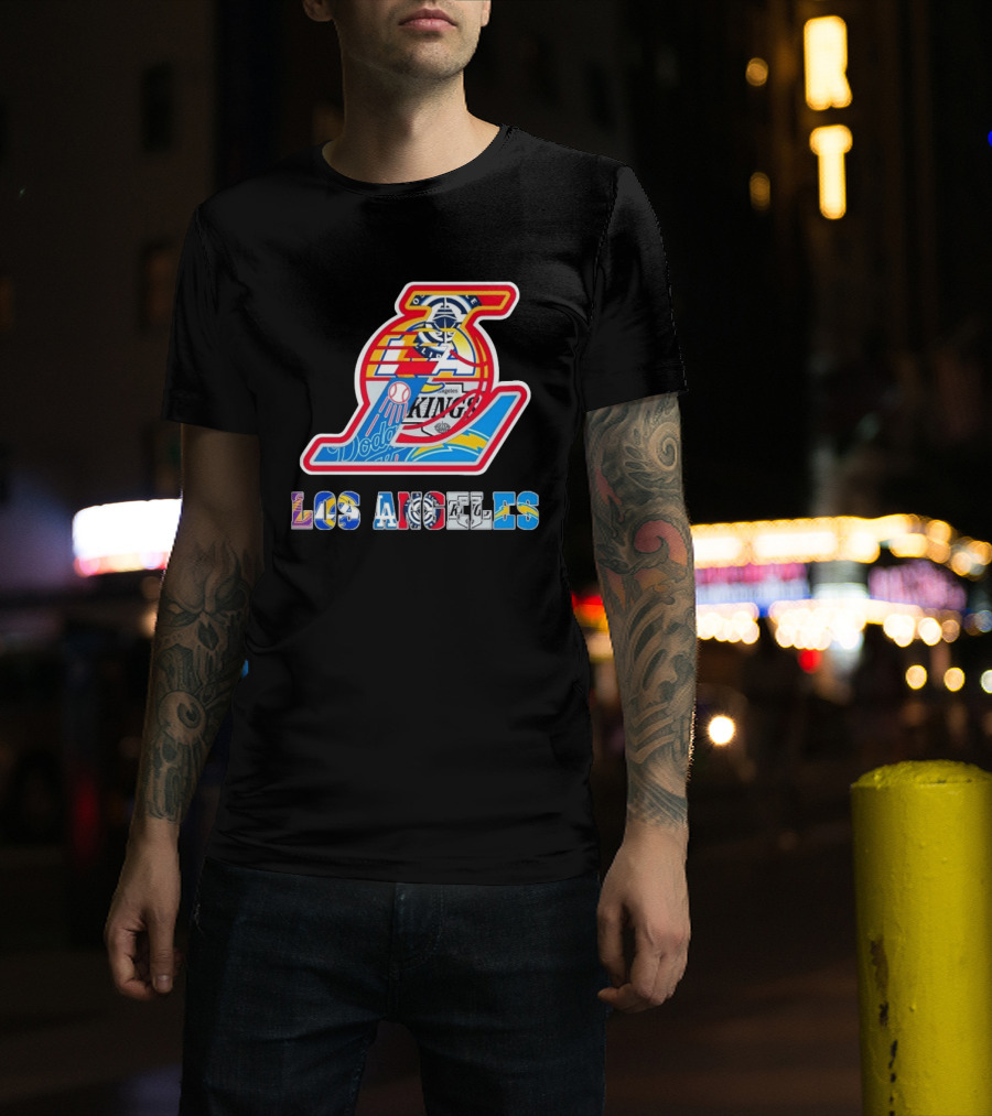 Los Angeles Lakers Dodgers Kings Chargers Sports Teams Logos T-Shirt