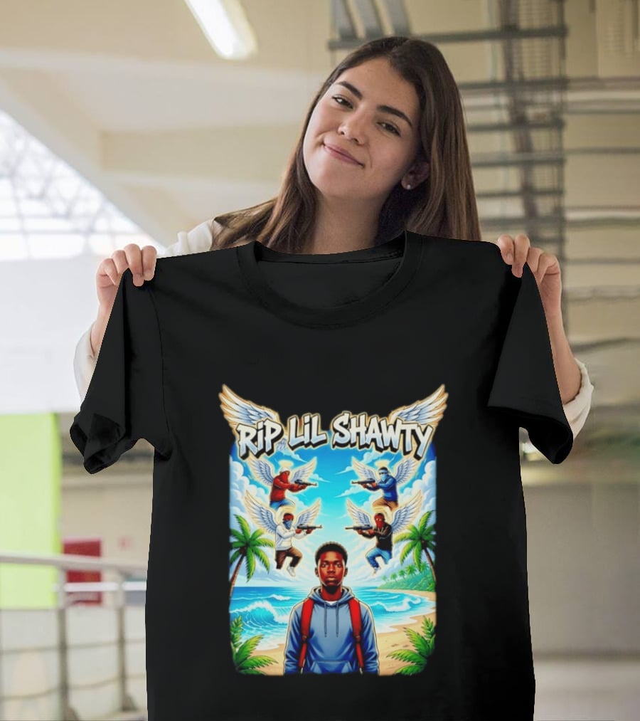 RIP Lil Shawty Angelic Wings Beach Scene Memorial T-Shirt