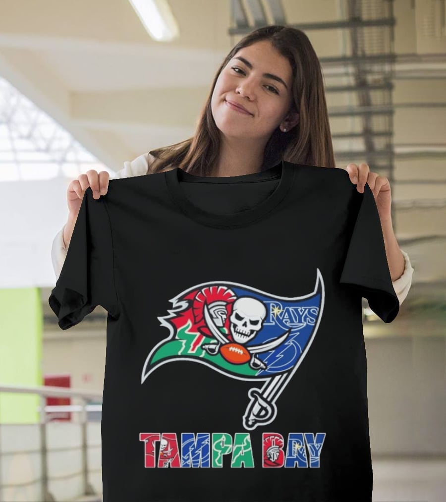 Tampa Bay Buccaneers Rays Lightning Sports Teams Flag T-Shirt
