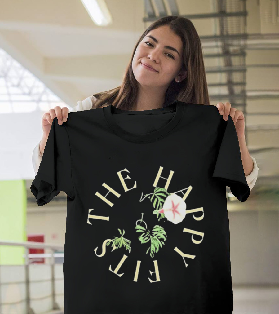 The Happy Fits Morning Glory Band Name Floral Motif T-Shirt