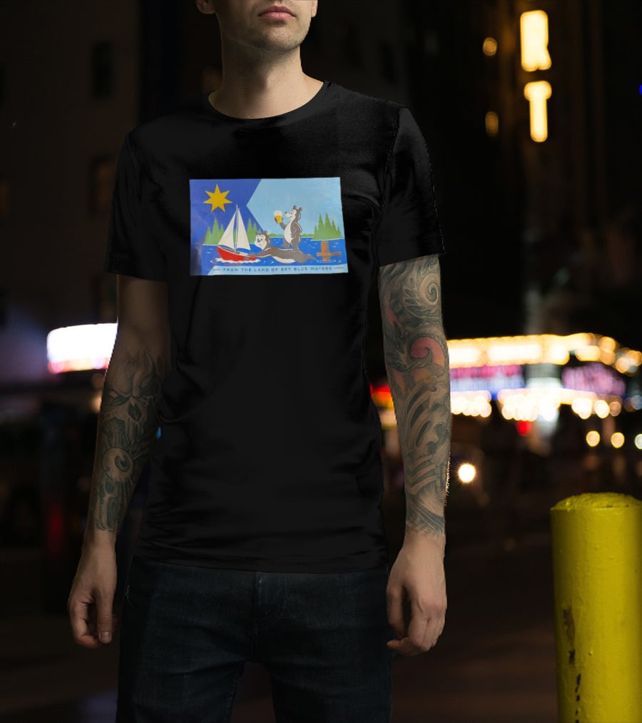 From The Land Of Sky Blue Waters Bears With Boat And Beer T-Shirt
