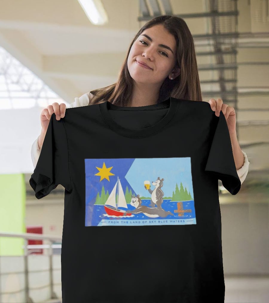 From The Land Of Sky Blue Waters Bears With Boat And Beer T-Shirt