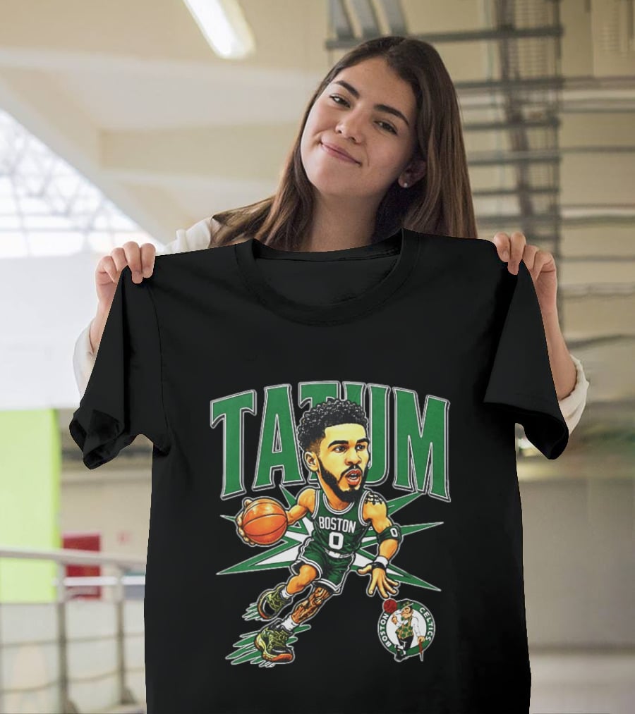 Jayson Tatum Boston Celtics NBA 2026 Big Head Cartoon Style Basketball Player T-Shirt
