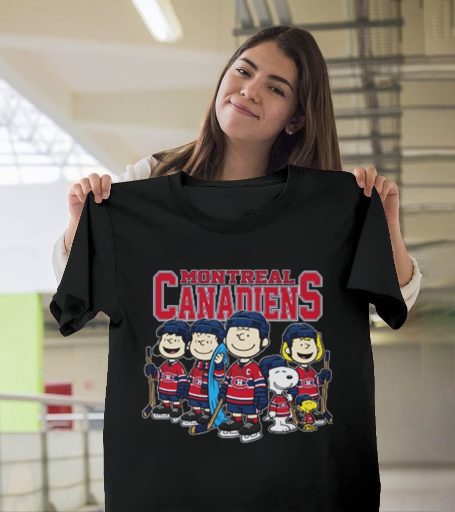 Montreal Canadiens Peanuts Snoopy Charlie Brown Lucy Linus Woodstock Hockey Team T-Shirt