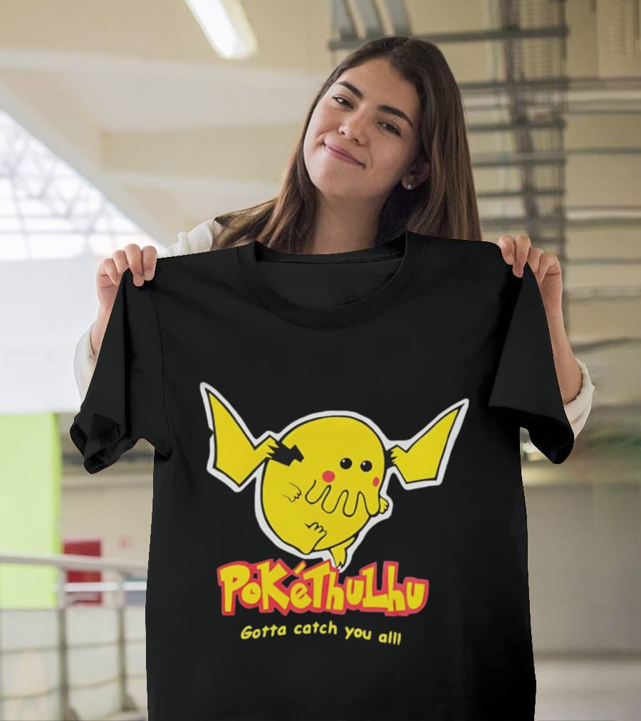 Pokethulhu Gotta Catch You All Yellow Hybrid T-Shirt