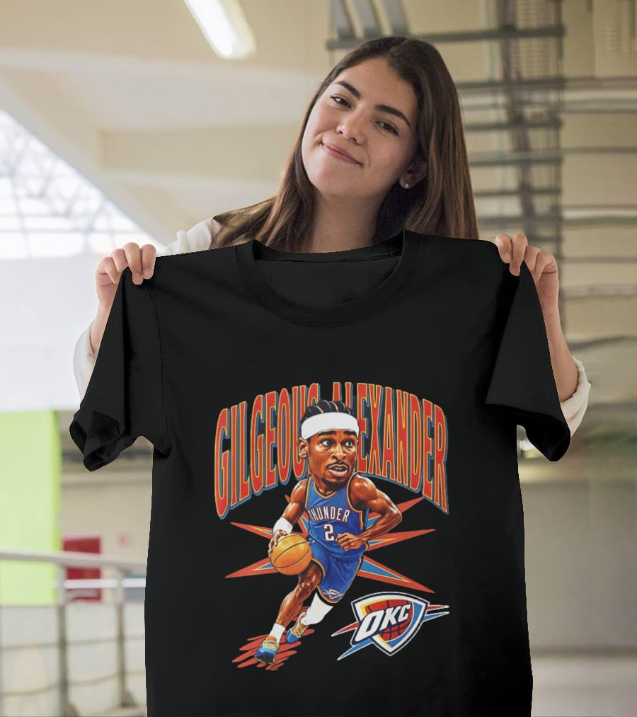 Shai Gilgeous Alexander OKC Thunder Cartoon 2026 Big Head Basketball T-Shirt