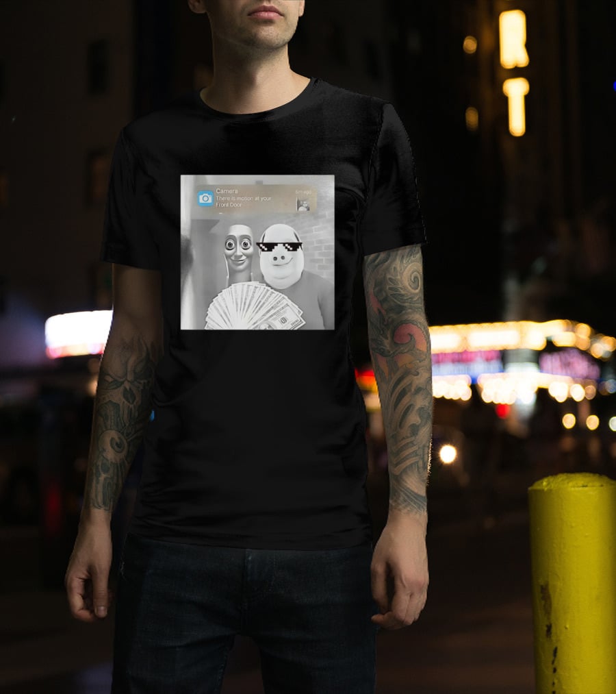 Tung Tung Sahur John Pork Meme With Motion Alert And Money Stack T-Shirt