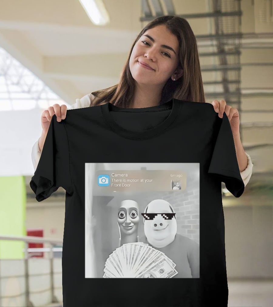 Tung Tung Sahur John Pork Meme With Motion Alert And Money Stack T-Shirt