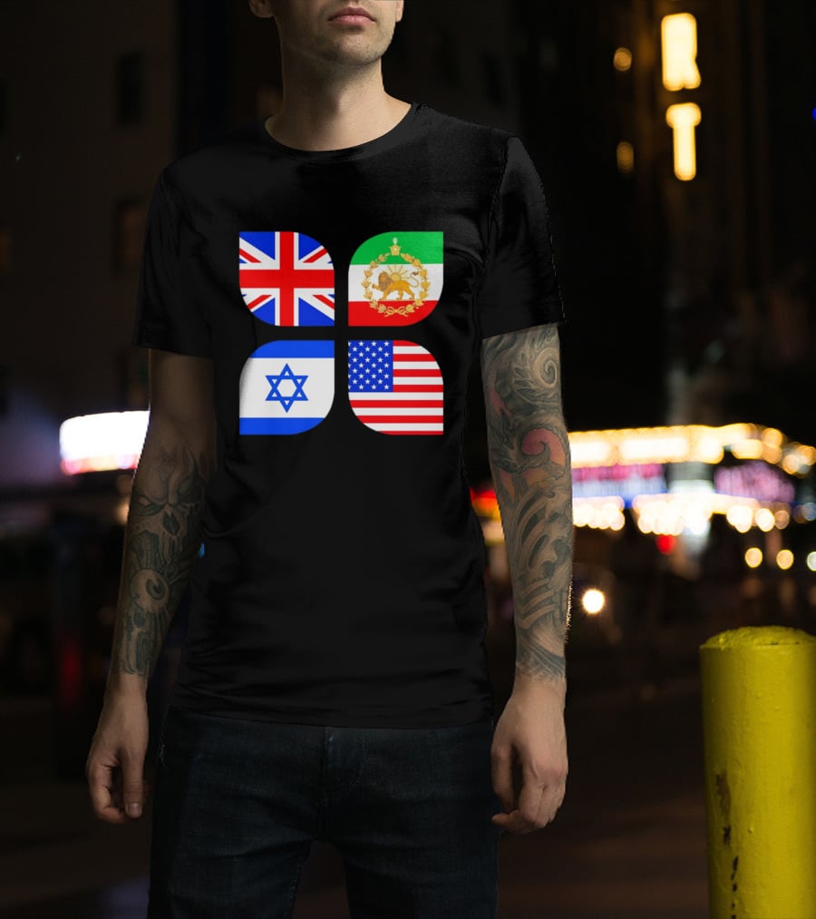 Union Jack British Flag Iranian Lion Israel Star USA Stars And Stripes Flags T-Shirt