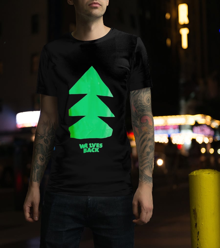Wolves Back Tree Green Triangular Shapes T-Shirt