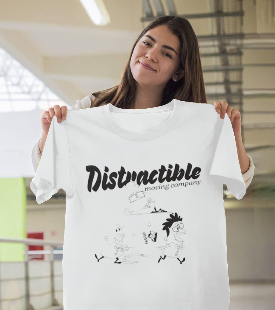 Distractible Moving Company Cartoon Characters Lifting Furniture T-Shirt