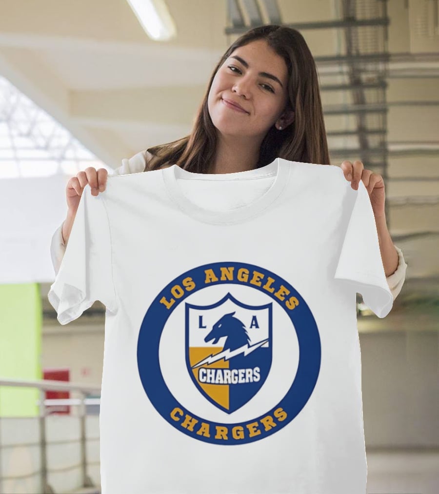 Los Angeles Chargers L.A. Horse Shield Blue And Gold T-Shirt