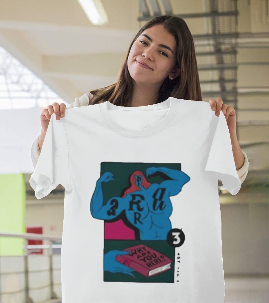 Why Are You Here Book Typography Muscle T-Shirt