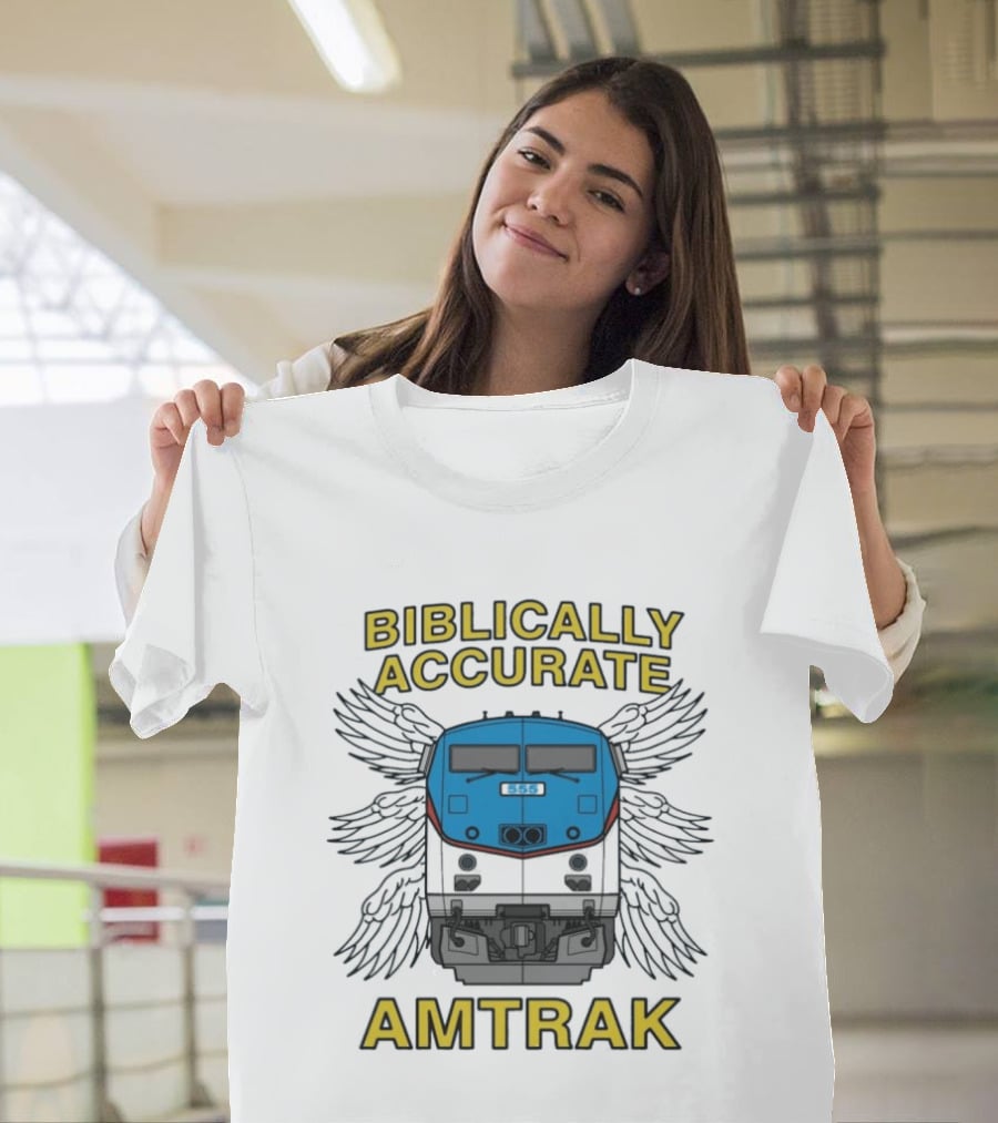 Biblically Accurate Amtrak Winged Train T-Shirt