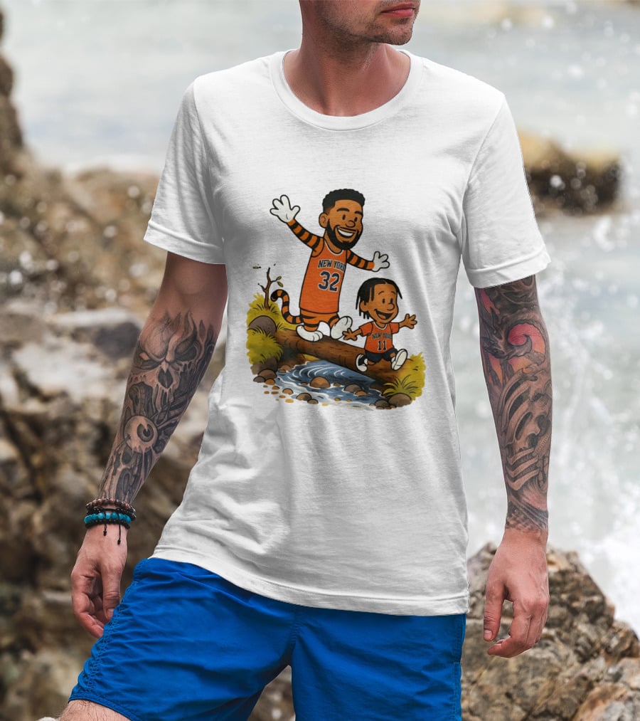 Calvin And Hobbes Crossover Karl Anthony Towns Jalen Brunson New York Knicks Basketball T-Shirt