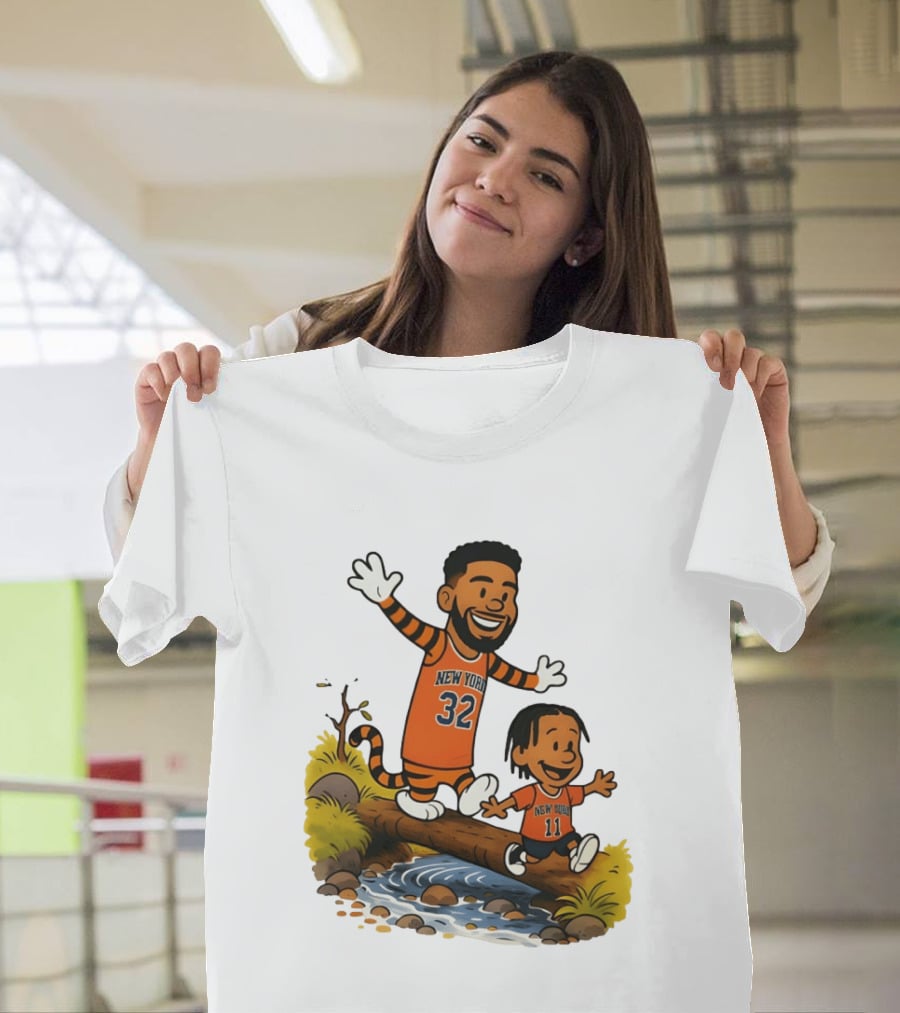 Calvin And Hobbes Crossover Karl Anthony Towns Jalen Brunson New York Knicks Basketball T-Shirt