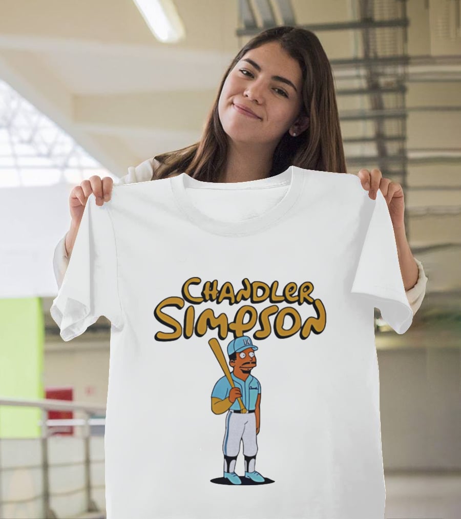 Chandler Simpson Baseball Bat Character In Blue Uniform T-Shirt