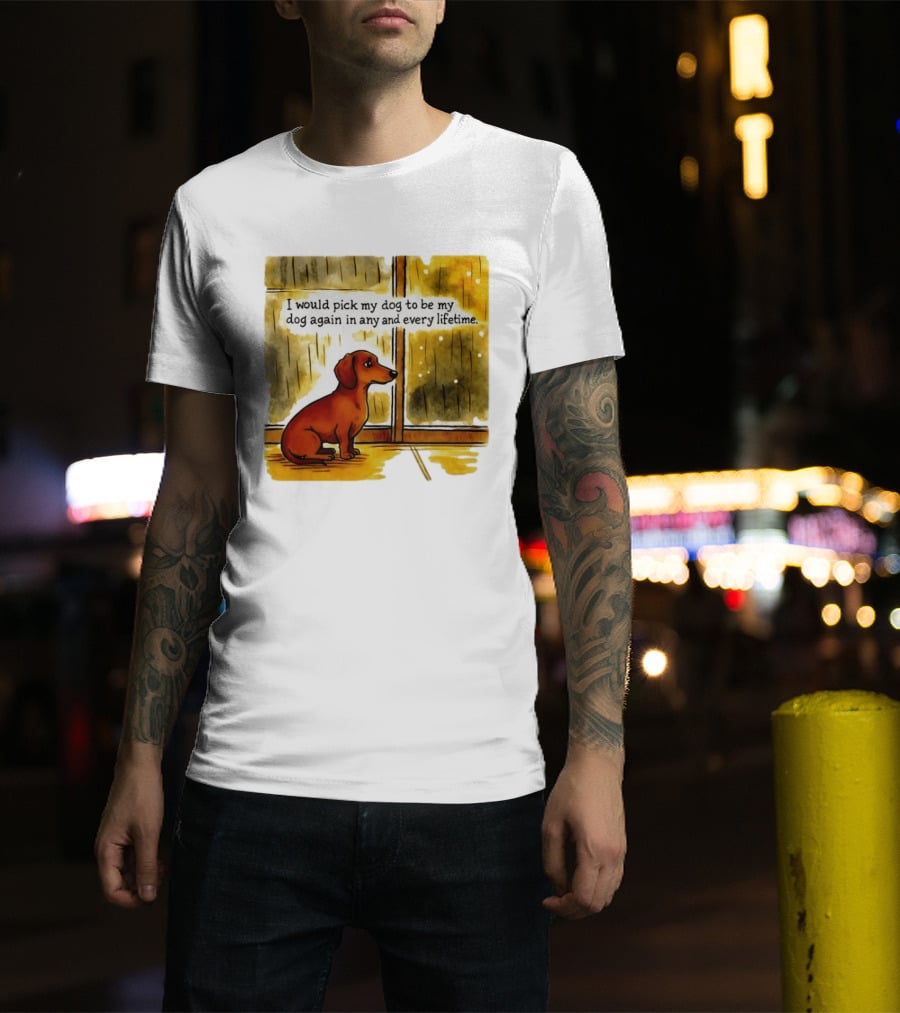 I Would Pick My Dog To Be My Dog Again In Any And Every Lifetime Dachshund By Window T-Shirt