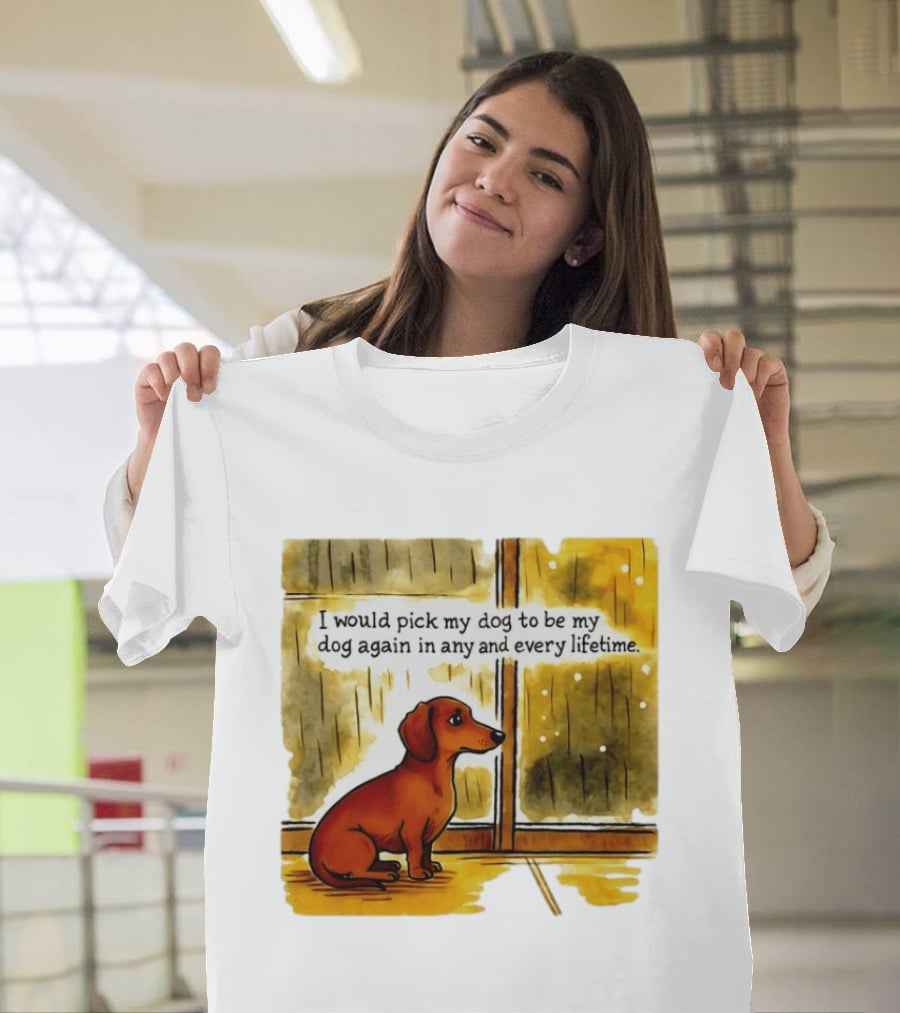 I Would Pick My Dog To Be My Dog Again In Any And Every Lifetime Dachshund By Window T-Shirt
