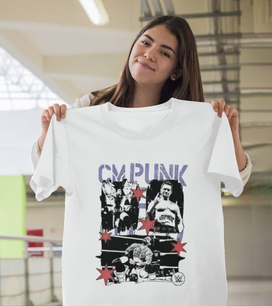 CM Punk WWE Chicago Stars Collage Wrestler Fan Favorite T-Shirt