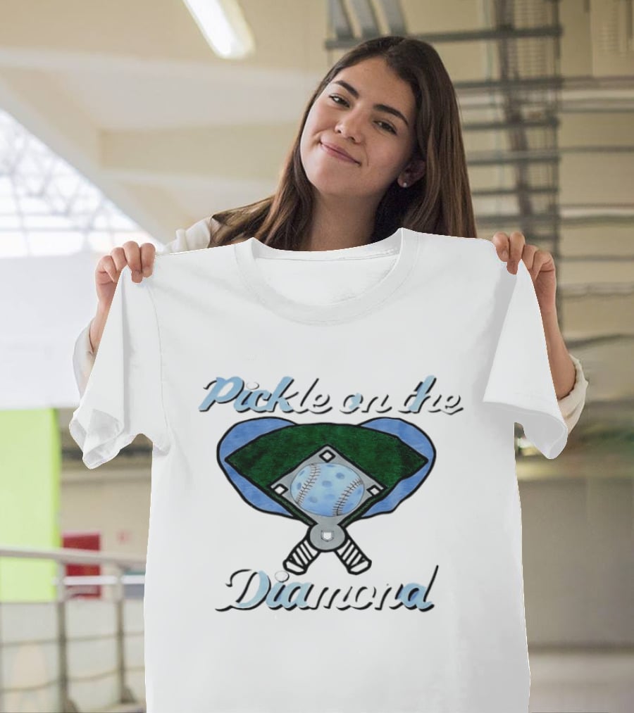 Pickle On The Diamond Baseball Field With Bats And Ball T-Shirt