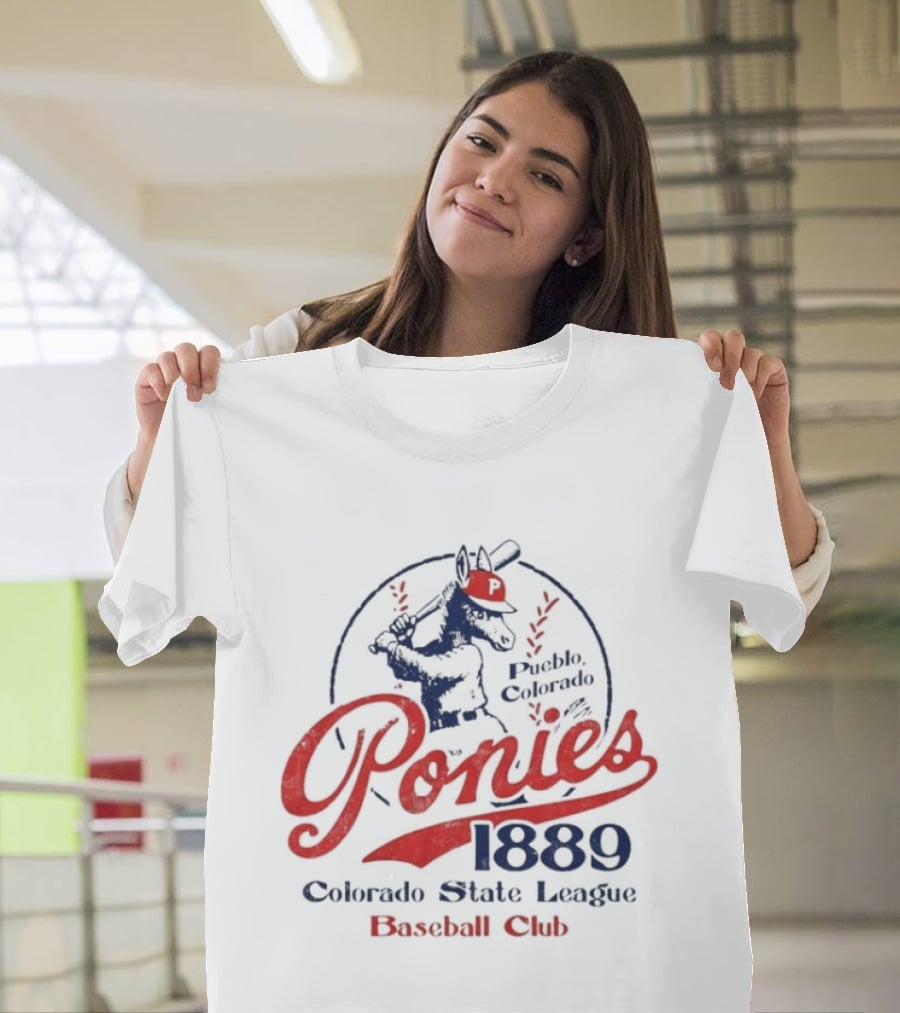 Ponies 1889 Colorado State League Baseball Club Retro Sports Memorabilia T-Shirt