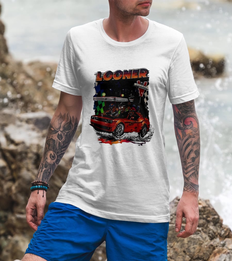 Looner Cartoon Car Race Adventure T-Shirt