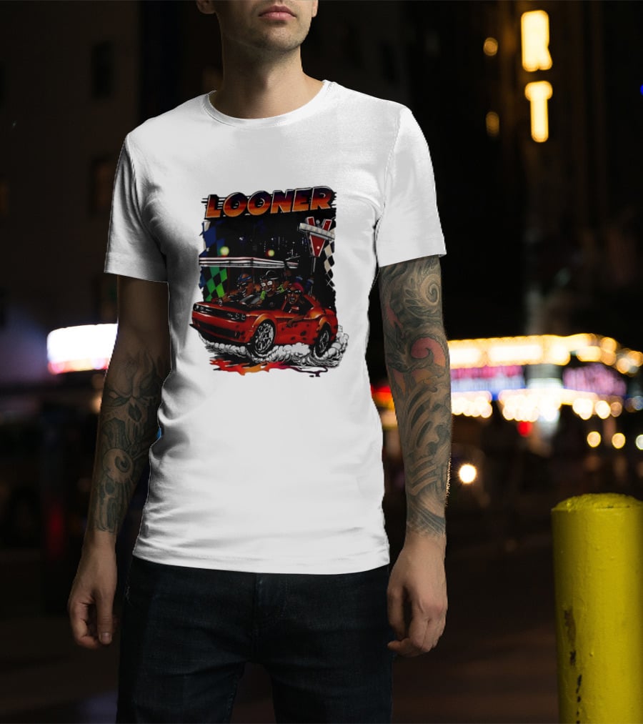 Looner Cartoon Car Race Adventure T-Shirt