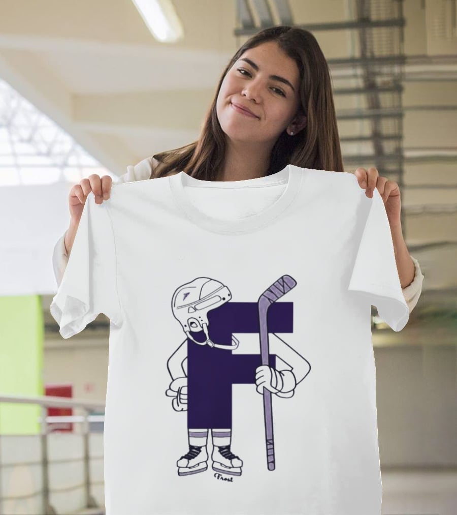 Minnesota Frost Hockey Character With Stick And Helmet T-Shirt