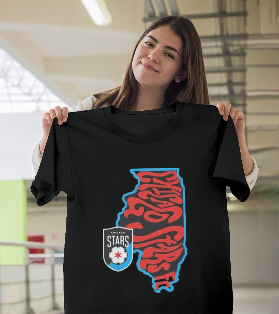 Chicago Stars FC Groovy Team State Illinois Map T-Shirt