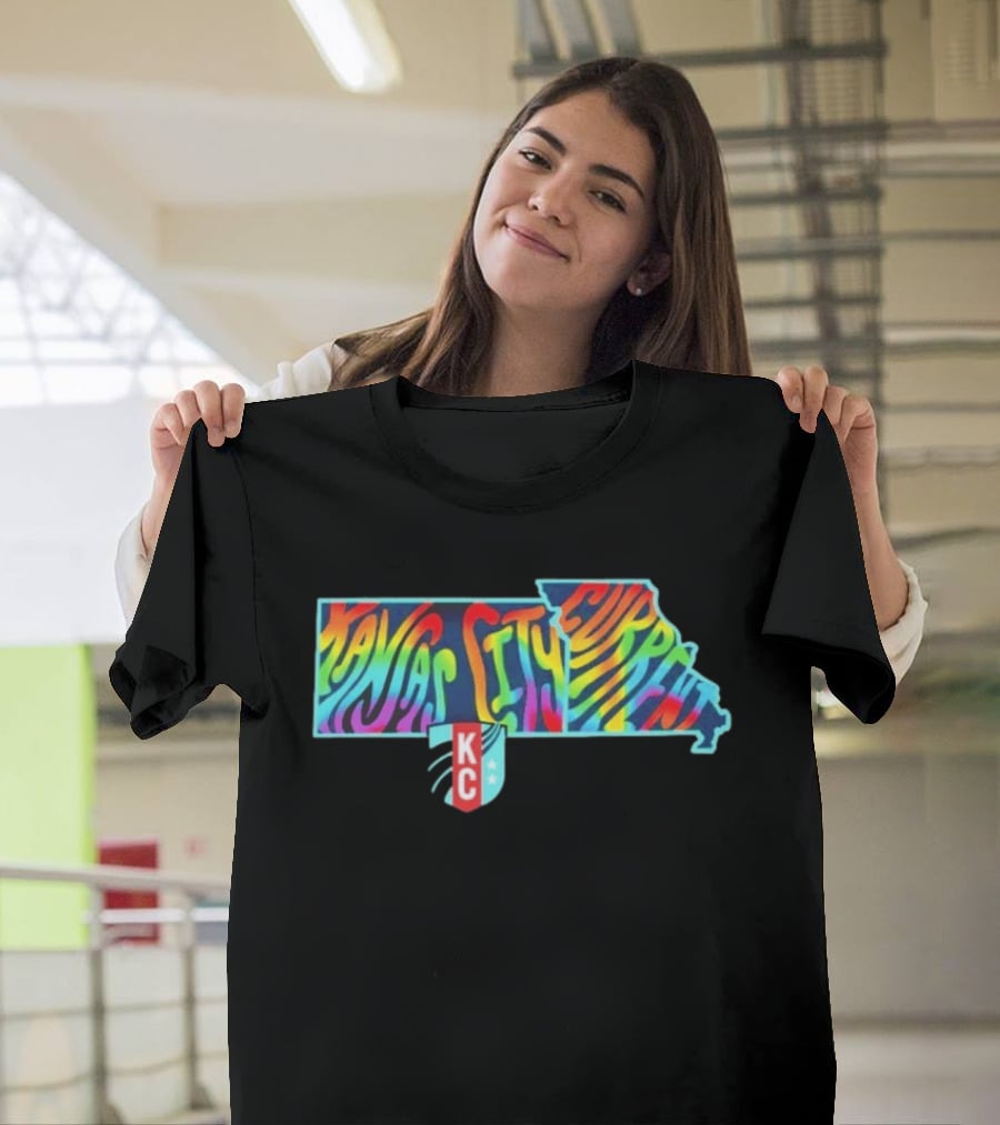 Kansas City Current Groovy Pride State KC Iconic Colorful Map T-Shirt