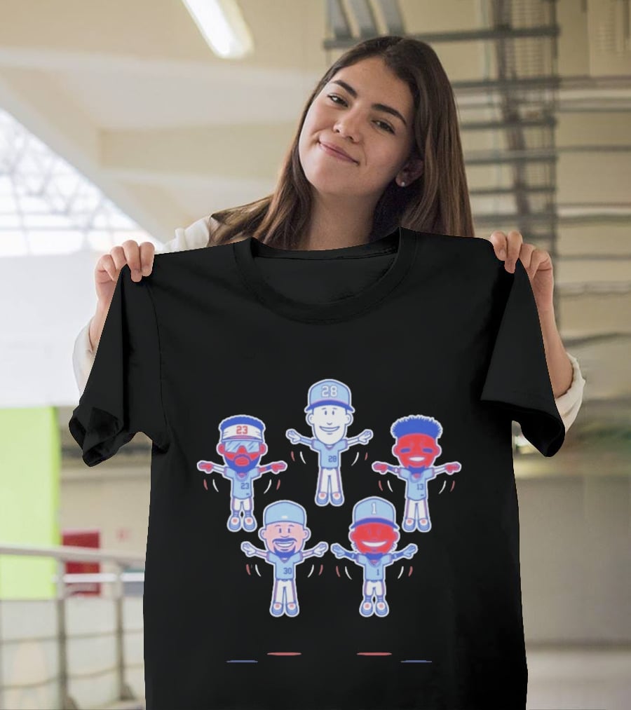 Keep Flying 2 Cartoon Baseball Players With Numbers 23, 28, 13, 30, 1 T-Shirt