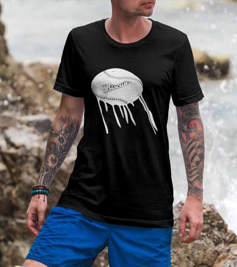 Montgomery Biscuits Baseball Dripping Melted Effect T-Shirt