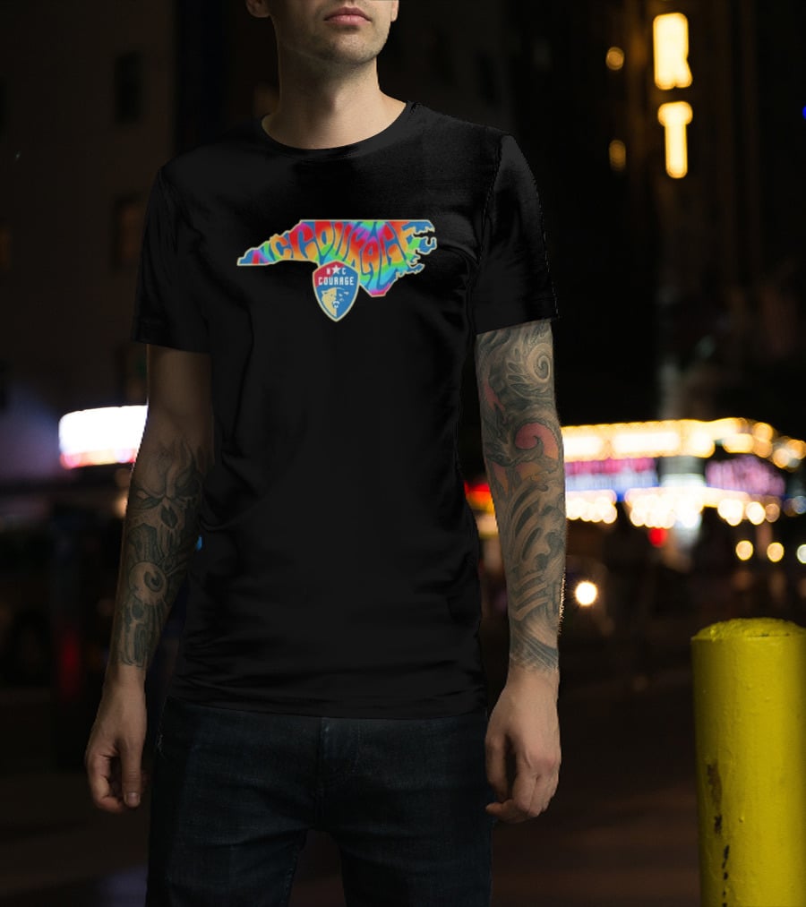 North Carolina Courage Pride State Rainbow Map T-Shirt