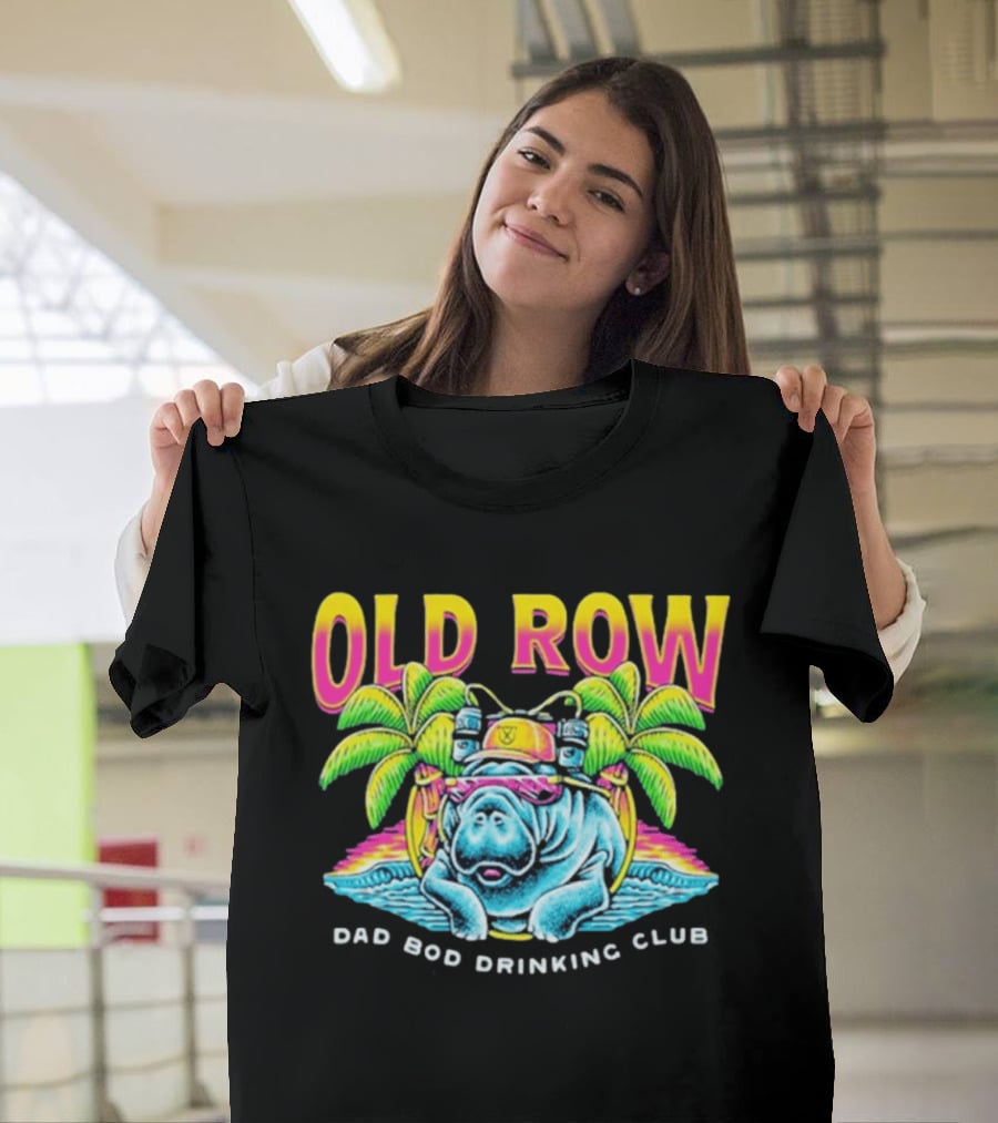 Old Row Dad Bod Drinking Club Manatee Tropical Palm Tree T-Shirt
