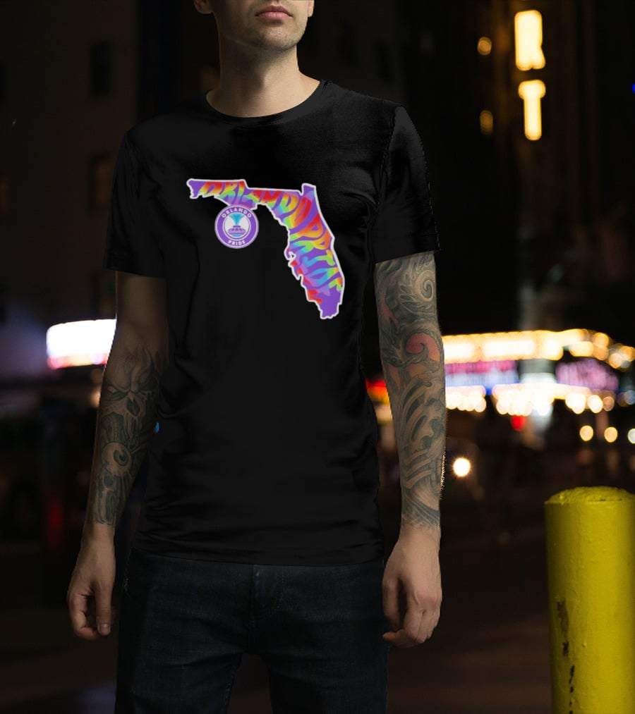 Orlando Pride Groovy Rainbow Florida Map T-Shirt