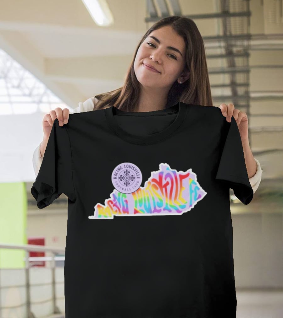 Racing Louisville FC Pride Kentucky State Map Groovy T-Shirt