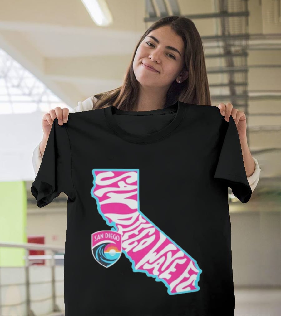 San Diego Wave FC Groovy California Pink State T-Shirt