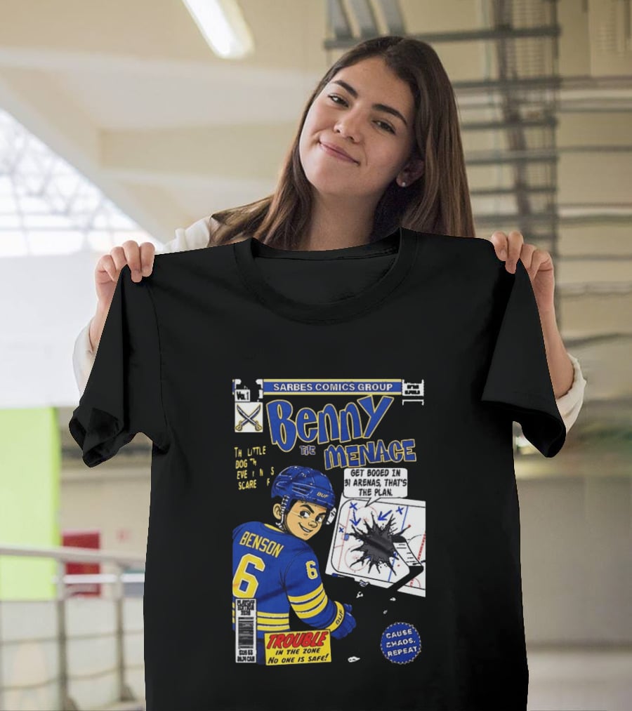 Sarbes Comics Benny The Menace Zach Benson Trouble Buffalo Sabres Hockey T-Shirt