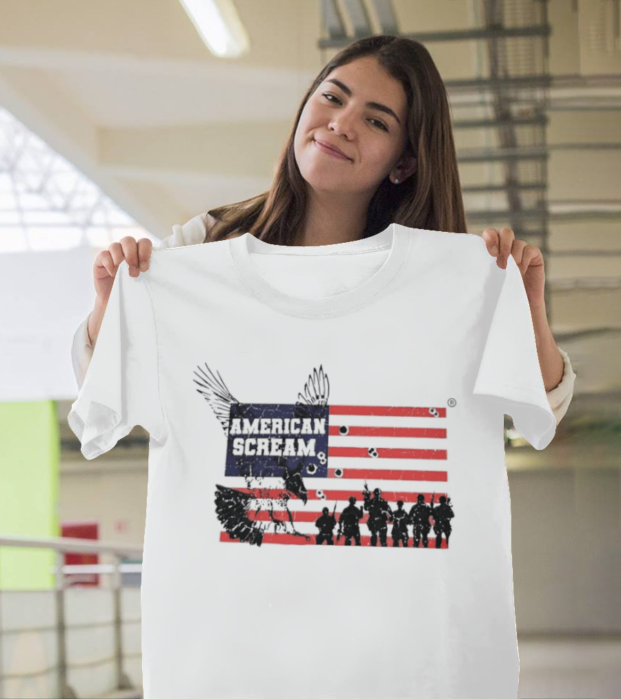 American Scream Soldiers USA Flag Eagle T-Shirt