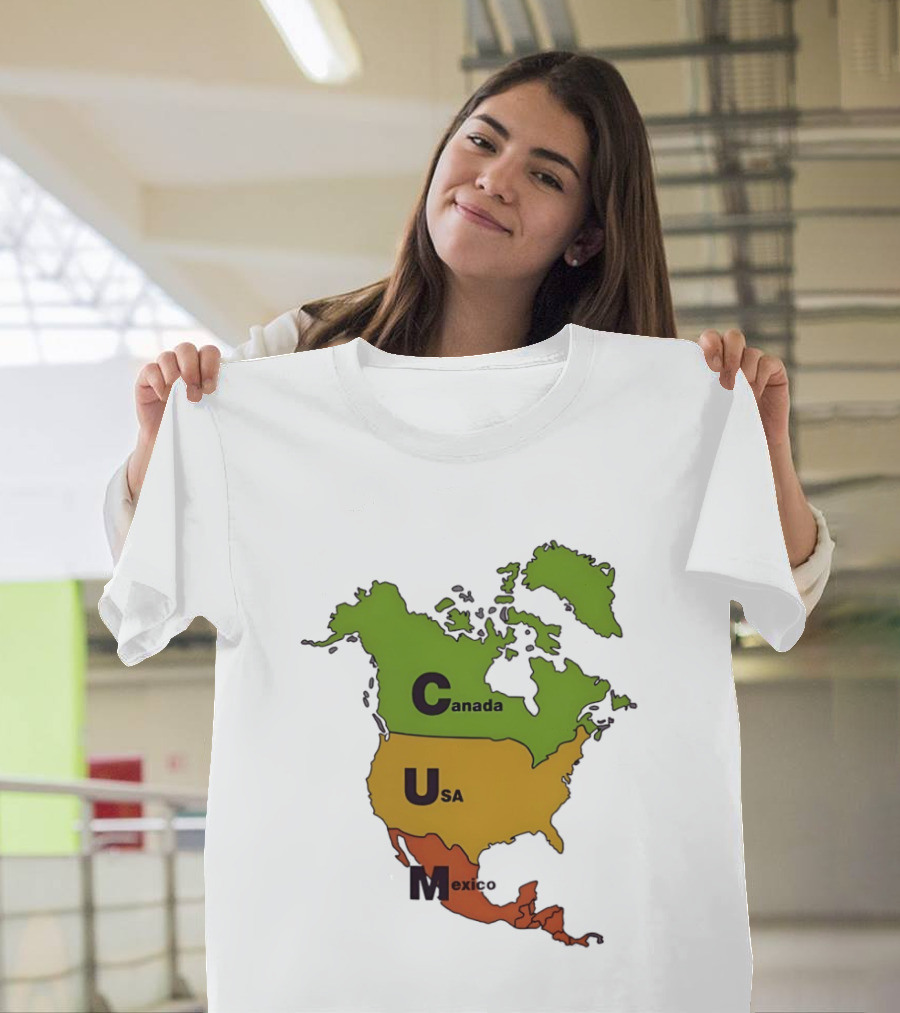 Canada USA Mexico Map CUM Bold Letters T-Shirt