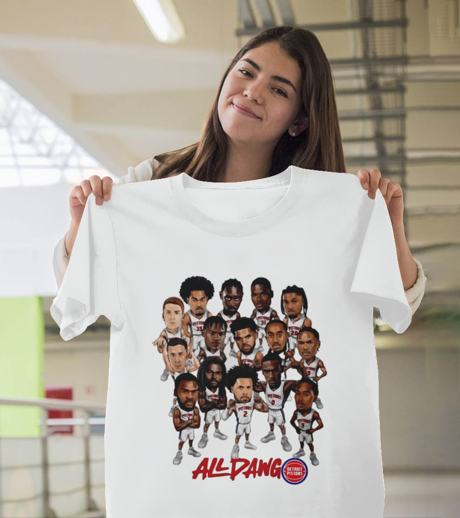Detroit Pistons All Dawg Team Caricature Players T-Shirt