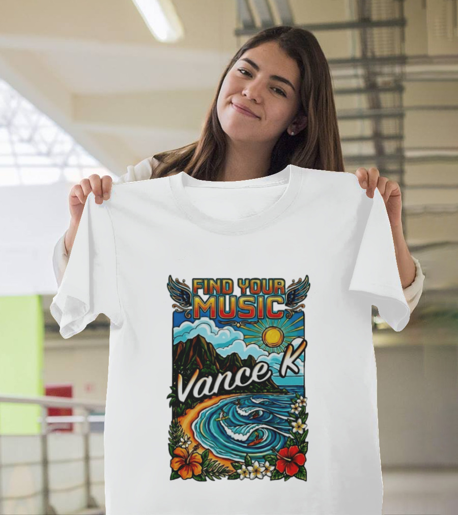 Find Your Music Vance K Tropical Surfing Paradise T-Shirt