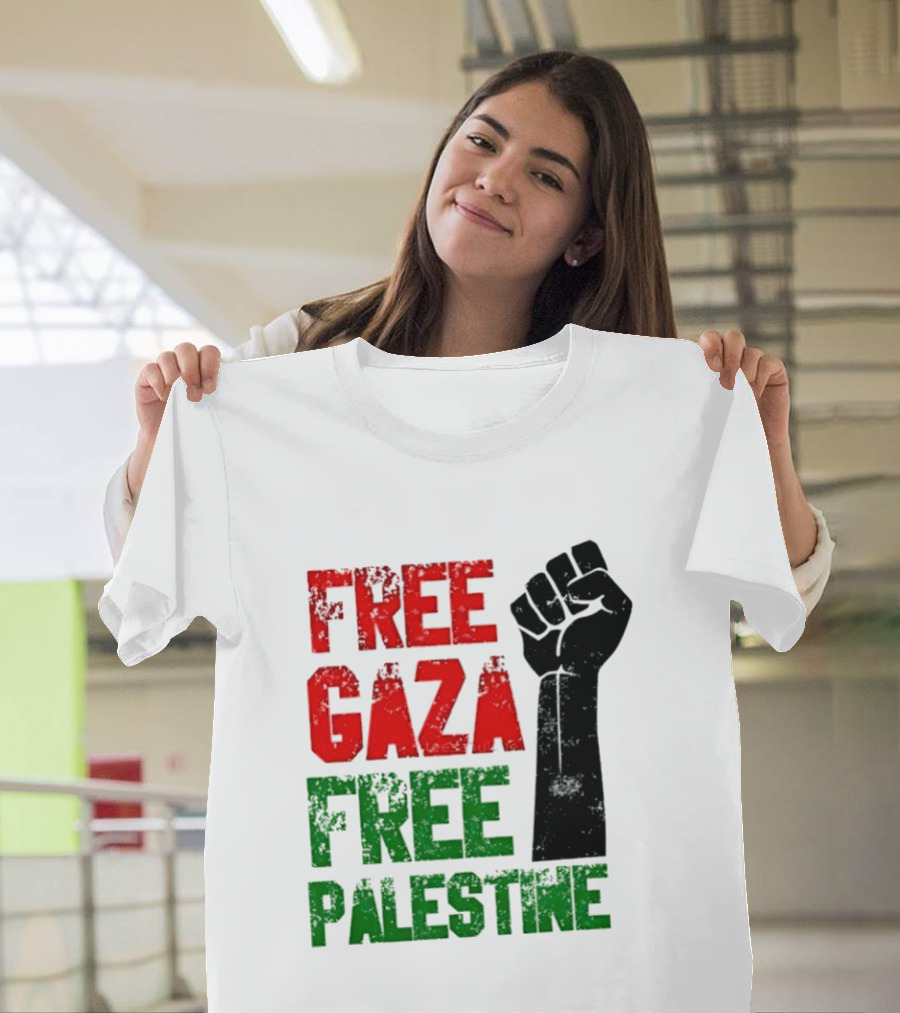 Free Gaza Free Palestine Raised Fist T-Shirt