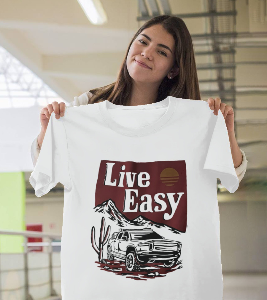 Live Easy Bronco Car Desert Adventure Sunset T-Shirt