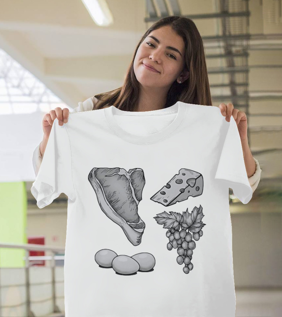 Steak Cheese Eggs Grape Juice Food T-Shirt
