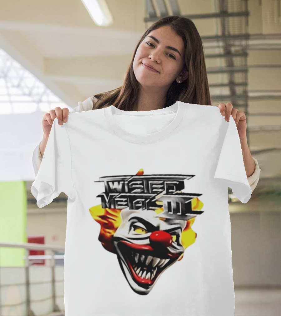 Twisted Metal III Sweet Tooth Clown Face Fiery Hair T-Shirt