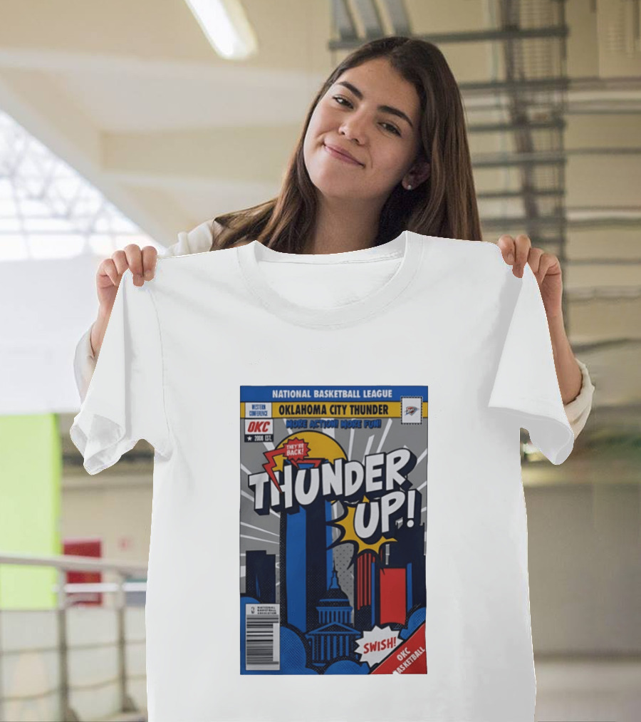 National Basketball League Oklahoma City Thunder Up Comic Swish They're Back OKC Basketball T-Shirt
